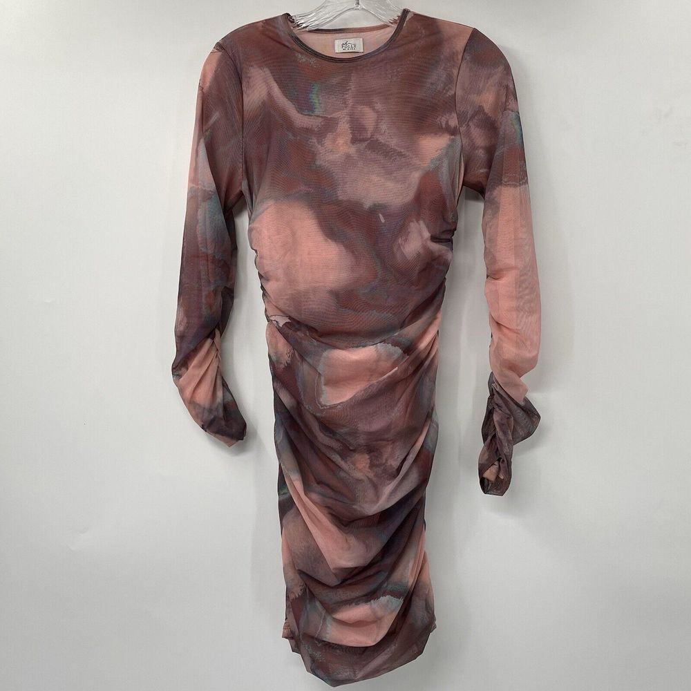 Oh Polly Abstract Pink and Brown Mini Dress